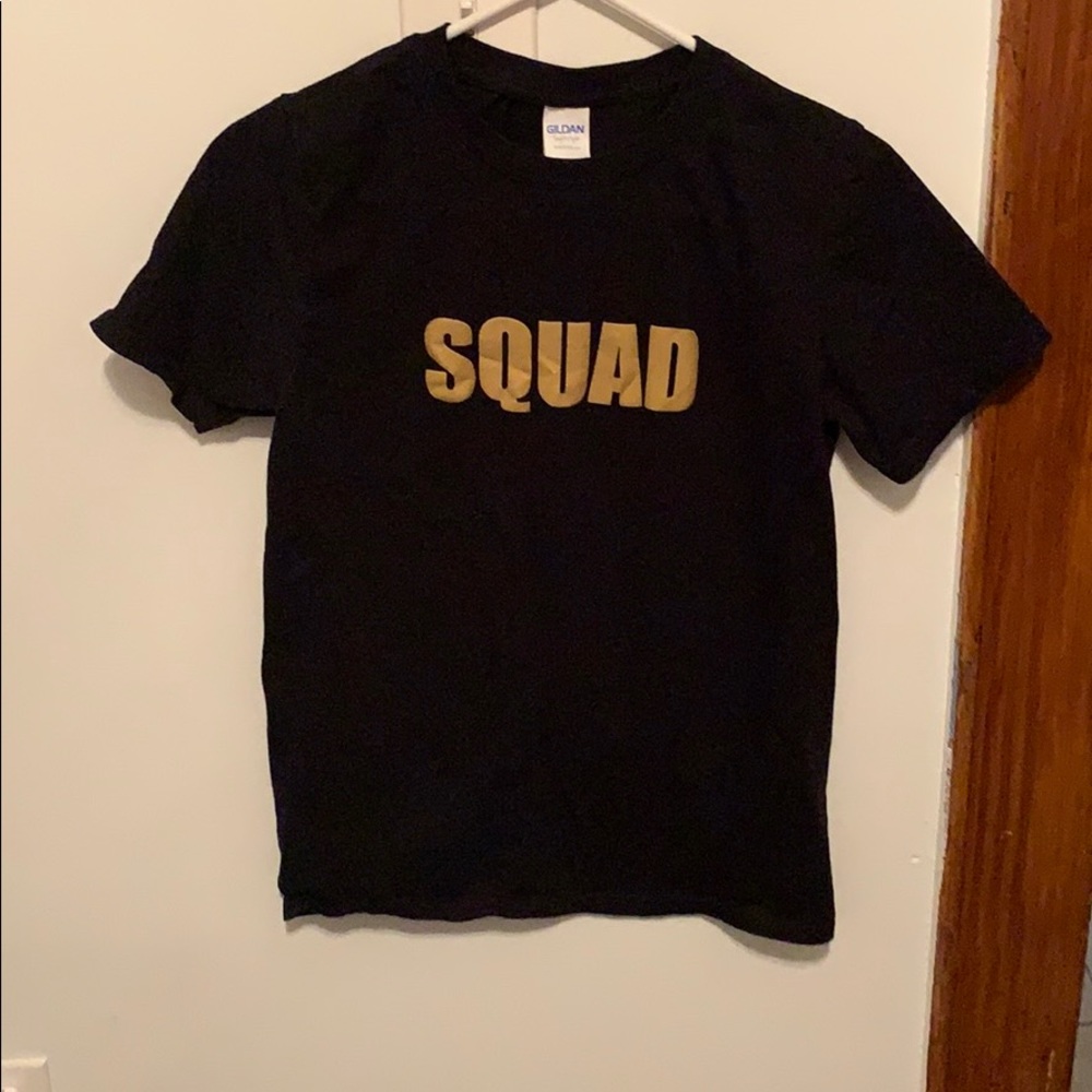 Cheerleading SQUAD Tee size small black & gold